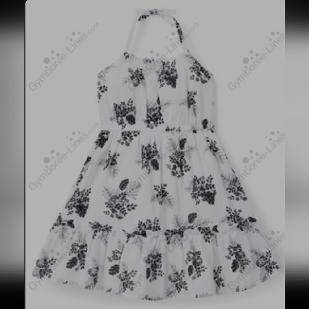 Floral Halter Sundress - Black and White